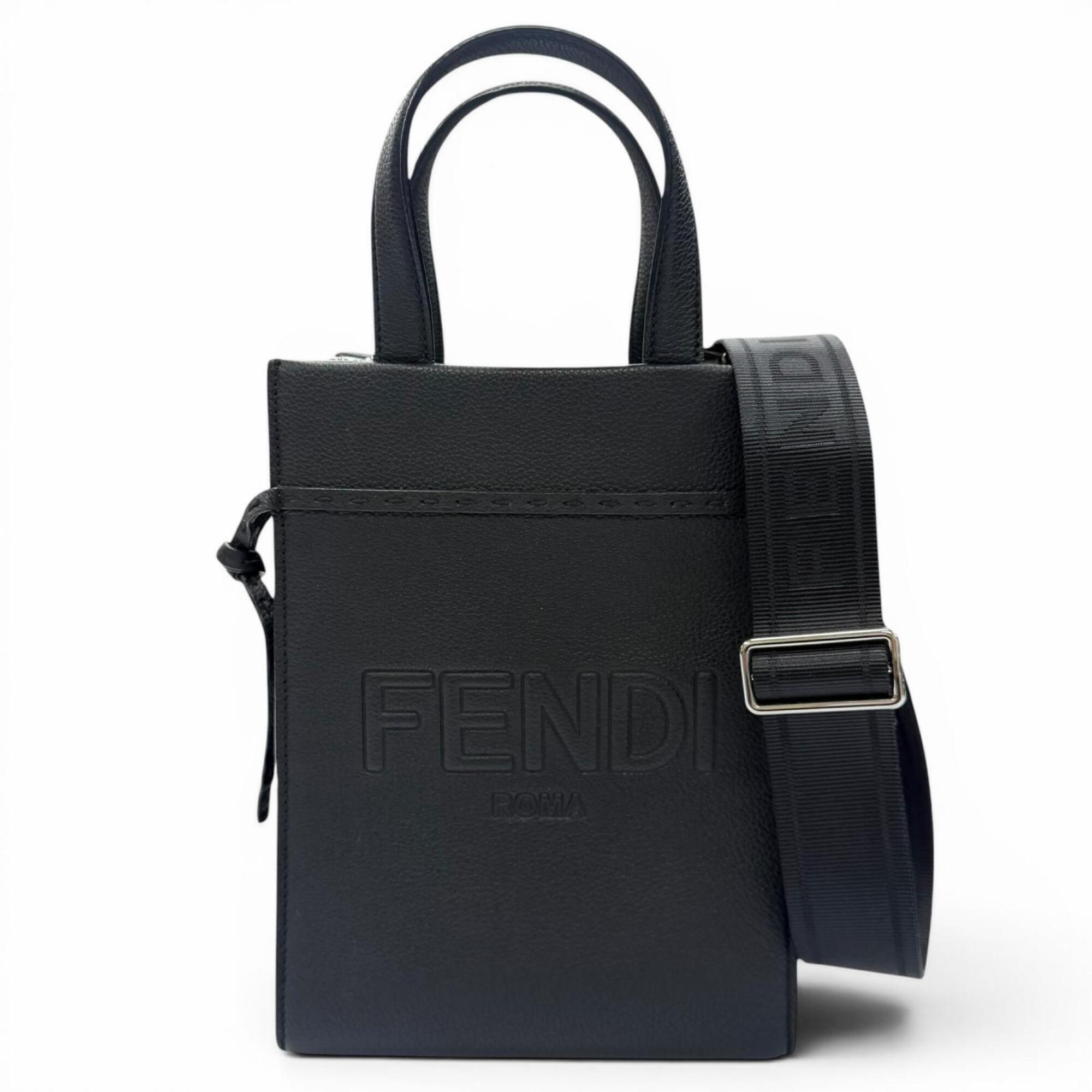 Fendi 7va584 Leather Go-To Shopper Small 2-Way Handbag/Shoulder Bag, Black, M...